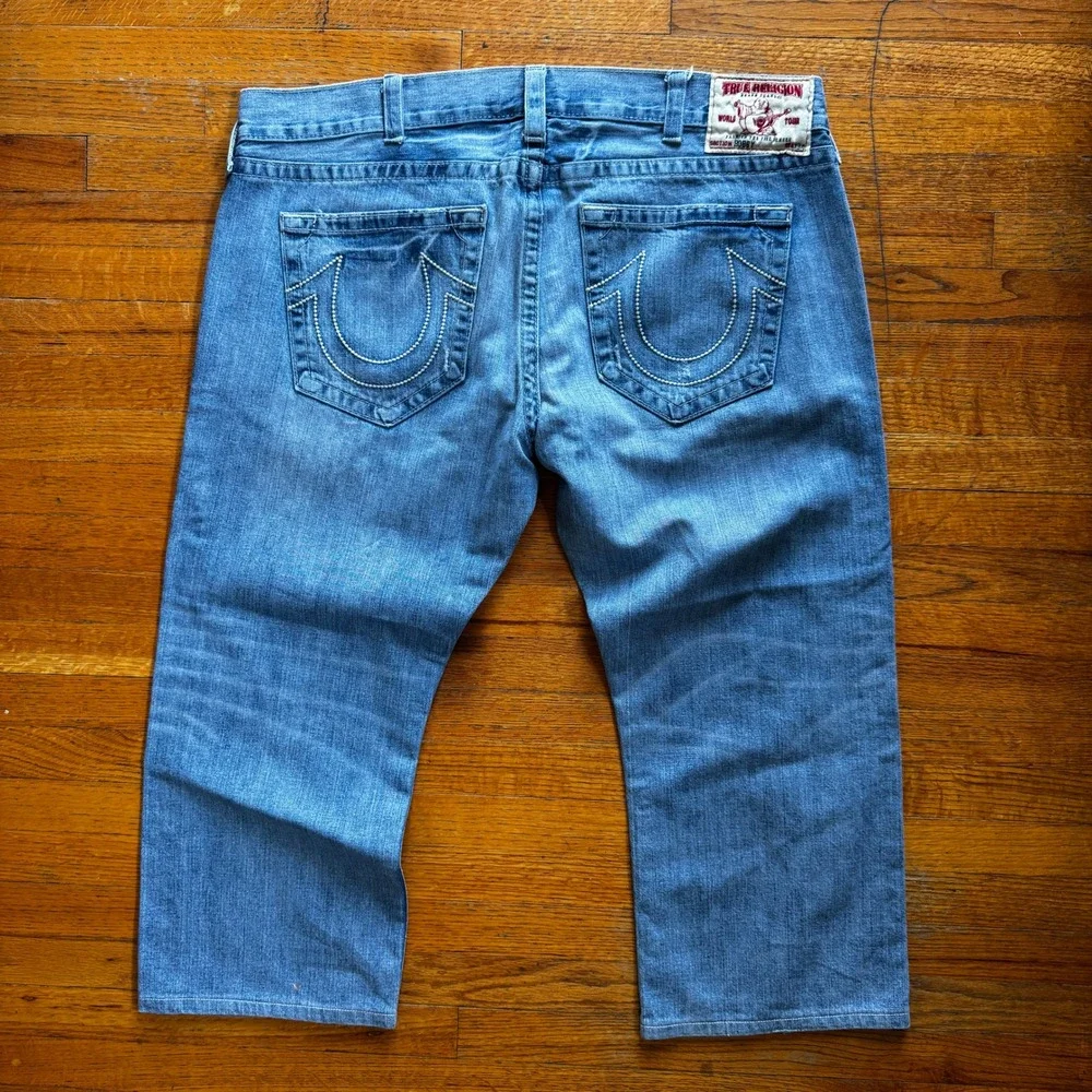 True Religion Bobby Mens 42x 26 Straight Leg Jeans‎ Medium Wash Made in USA Blue